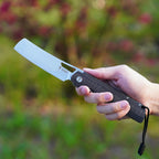 SHOOZIZ XUN119A-BMS everyday carry knife, black Micarta handle, satin D2 blade, pocket clip, 58-59 HRC