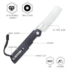 SHOOZIZ XUN119A-BMS liner lock folder, D2 steel satin, black Micarta, ceramic bearing, 4.53 inch closed