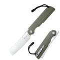 SHOOZIZ XUN119A-GMS EDC folding knife, D2 steel blade with satin finish, green Micarta handle, liner lock, 3.39 inch blade