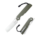SHOOZIZ XUN119A-GMS EDC folding knife, D2 steel blade with satin finish, green Micarta handle, liner lock, 3.39 inch blade