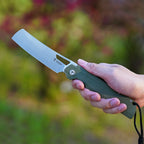 SHOOZIZ XUN119A-GMS everyday carry knife, green Micarta handle, satin D2 blade, pocket clip, 58-59 HRC