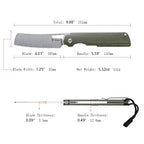 SHOOZIZ XUN119A-GMSt pocket knife, stonewashed D2 blade, green Micarta handle, 7.72 inch overall, everyday carry