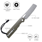 SHOOZIZ XUN119A-JGMSt jade G10 handle folding knife, stonewashed D2 blade, liner lock, EDC, 3.39 inch blade