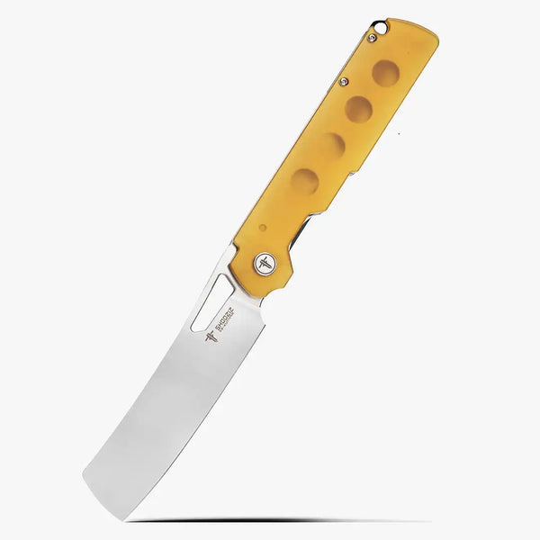 SHOOZIZ XUN119A-JUS D2 steel blade folding knife, satin, Ultem handle, liner lock, 6.07 oz