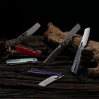 SHOOZIZ XUN119A-PGS purple G10 handle folding knife, satin D2 blade, liner lock, EDC, 3.39 inch blade