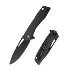 SHOOZIZ XUN120-BMB folding knife, D2 steel blade with black PVD finish, black Micarta handle, liner lock.