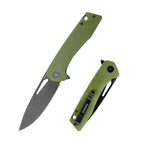 SHOOZIZ XUN120-GGB folding knife, D2 steel blade with black PVD finish, green G10 handle, liner lock.