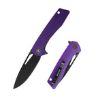SHOOZIZ XUN120-PGB folding knife, D2 steel blade with black PVD finish, purple G10 handle, liner lock.