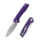 SHOOZIZ XUN120-PGS folding knife, D2 steel blade with satin finish, purple G10 handle, liner lock.
