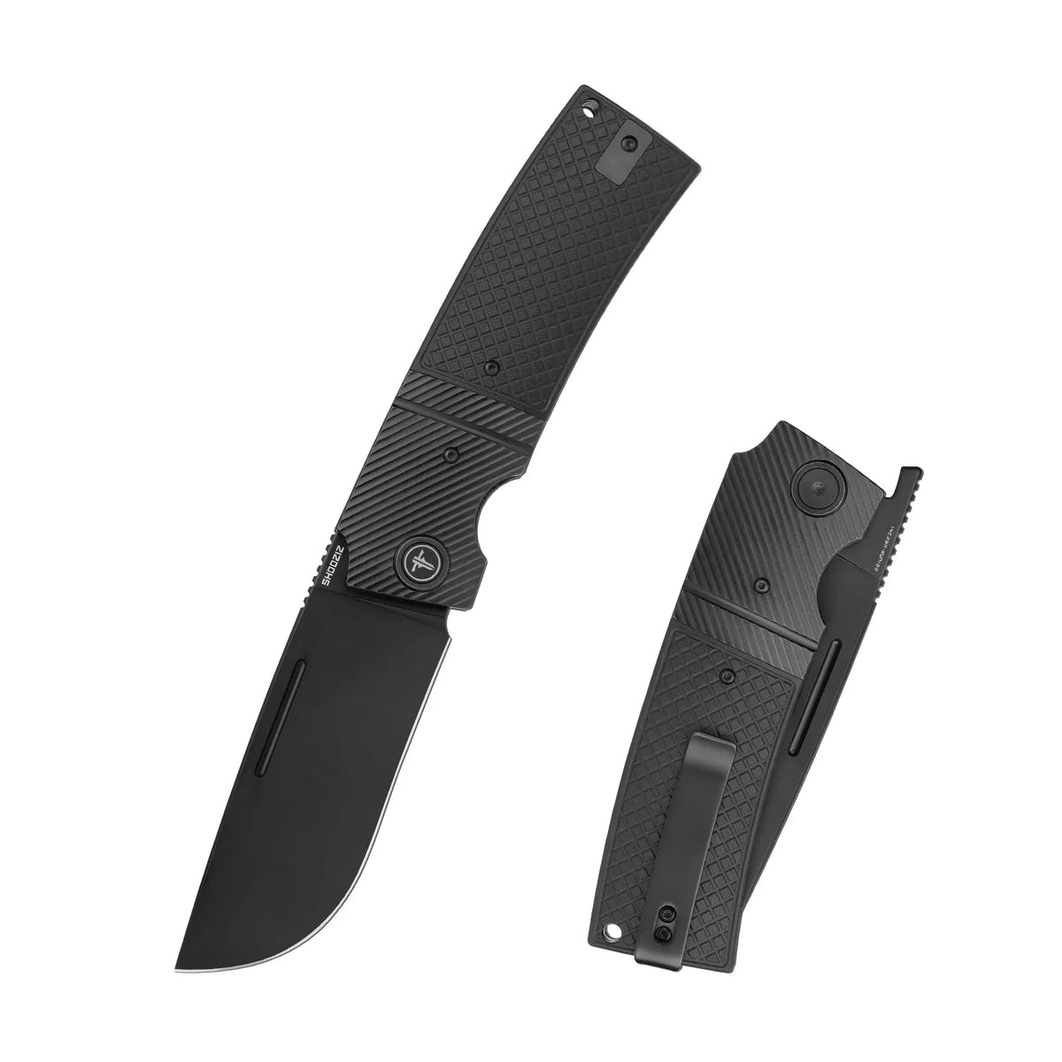 SHOOZIZ XUN122-BGB folding knife, 14C28N steel black PVD blade, black G10 handle with black steel bolster, liner lock.