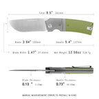 SHOOZIZ XUN122-GGS dimensions, 9.5" total length, 3.94" blade, 5.4" handle, 318.7g weight.