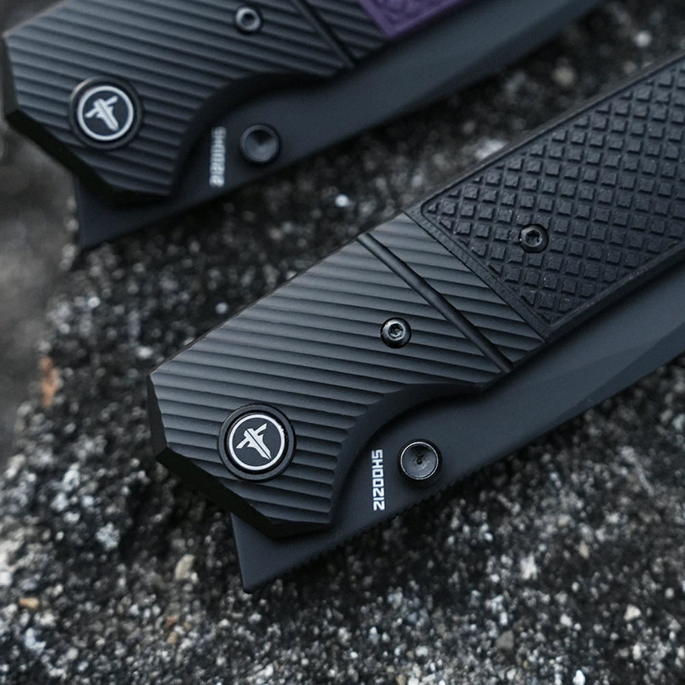 SHOOZIZ XUN125-BGB black G10 handle folding knife, black PVD 14C28N blade, liner lock, EDC, 3.39 inch blade