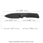 SHOOZIZ XUN125-BGB tactical pocket knife, black PVD 14C28N blade, black G10 handle, 7.72 inch overall, everyday carry
