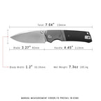 SHOOZIZ XUN125-BGS pocket knife, satin 14C28N blade, black G10 handle, 7.72 inch overall, everyday carry