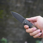 SHOOZIZ XUN125-JUB everyday carry knife, Ultem handle, black PVD 14C28N blade, pocket clip, 58-59 HRC