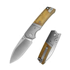 SHOOZIZ XUN125-JUS EDC folding knife, 14C28N steel blade with satin finish, translucent Ultem handle, liner lock, 3.39 inch blade