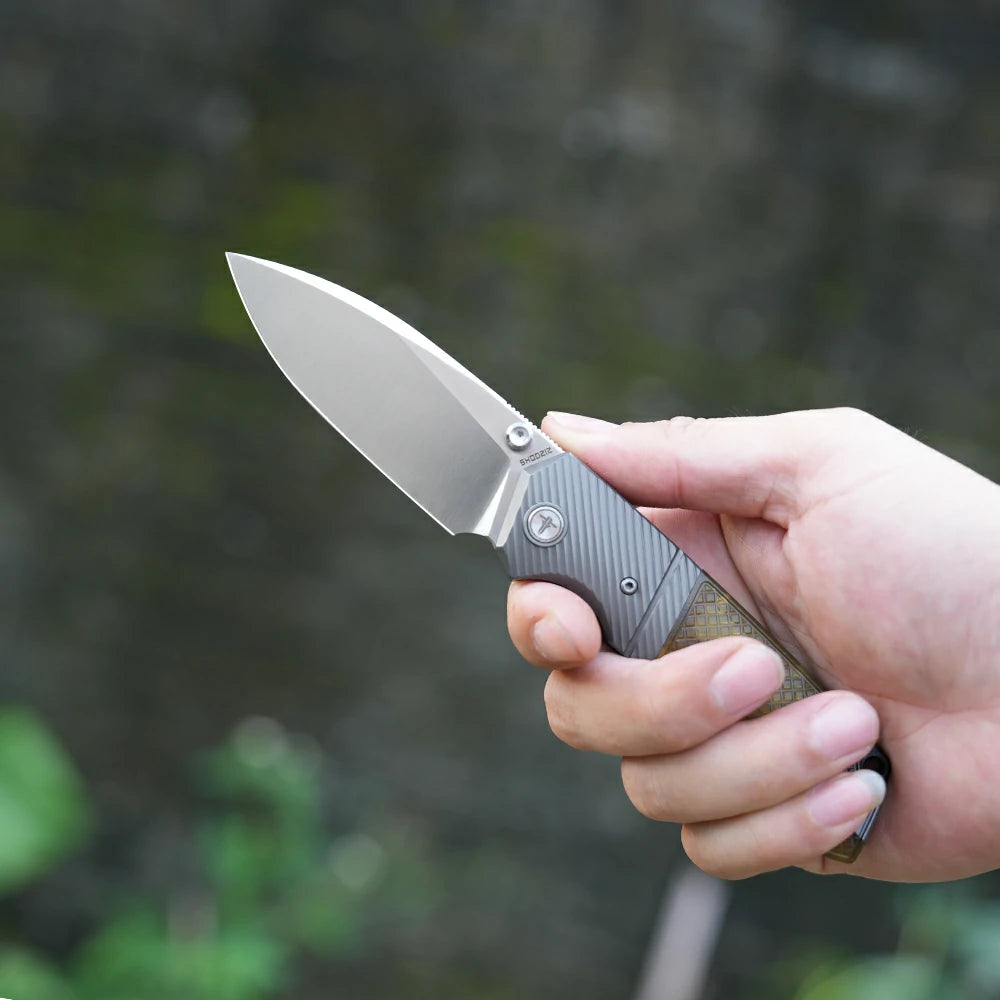 SHOOZIZ XUN125-JUS everyday carry knife, Ultem handle, satin 14C28N blade, pocket clip, 58-59 HRC