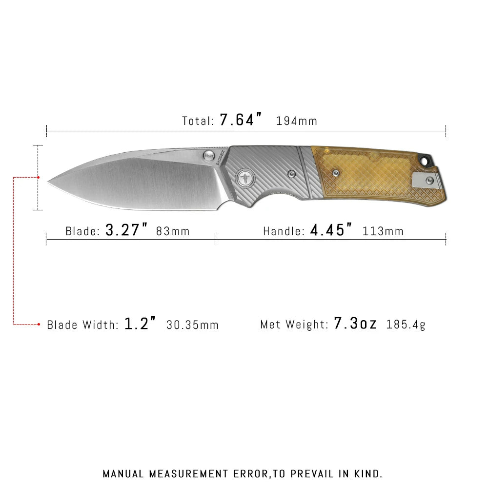 SHOOZIZ XUN125-JUS pocket knife, satin 14C28N blade, Ultem handle, 7.72 inch overall, everyday carry